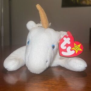 ORIGINAL BEANIE BABY | NAME: MYSTIC THE UNICORN (TAN HORN - COARSE MAN)